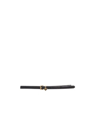 Prada Triangle Logo-embellished Patent Belt In Black