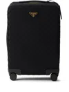 Prada Triangle-logo Embroidered Suitcase In Black