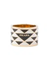 Prada Triangle-logo Enamel Ring In Multicolor