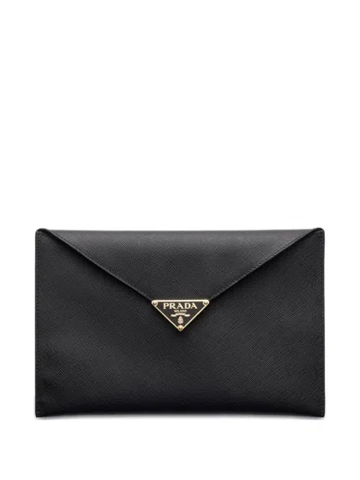 Prada Clutch Mit Logo In Black