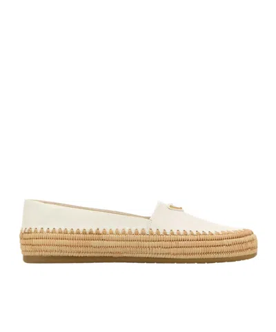 Prada Logo Flats In White