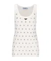 Prada Cut-outs And Studs Cotton Top In White