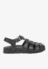 Prada Black Logo Sandals In Black