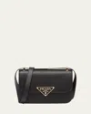 Prada Triangle Logo Flap Leather Crossbody Bag In F0002 Nero