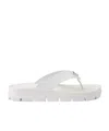 Prada Triangle-logo Flip Flops In White