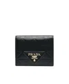 Prada Triangle-logo Folded Wallet In Black