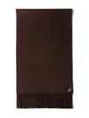 Prada Mens Burgundy Logo-plaque Fringed-trim Silk And Cashmere-blend Scarf In Burgundy