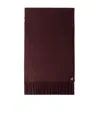 Prada Mens Burgundy Logo-plaque Fringed-trim Silk And Cashmere-blend Scarf In Burgundy