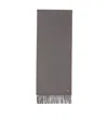 Prada Triangle-logo Fringed Scarf In Gray