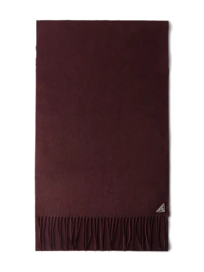 PRADA TRIANGLE-LOGO FRINGED SCARF