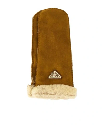 Prada Triangle-logo Gloves In Brown
