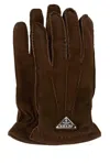 Prada Brown Suede Gloves In Brown