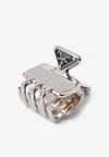 Prada Triangle Logo Metal Hair Claw In Silver