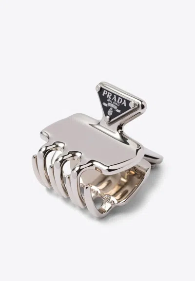 PRADA TRIANGLE LOGO HAIR CLAW CLIP