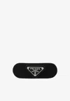 Prada Triangle Logo Hair Clip In Black