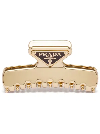 Prada Triangular Claw Clip Hair Accessory In Gold