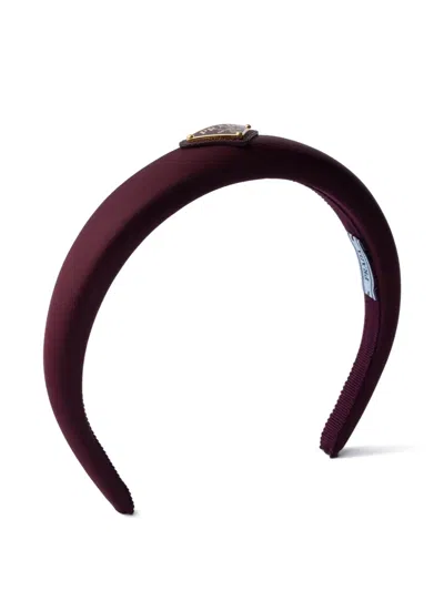 Prada Triangle-logo Headband In Burgundy