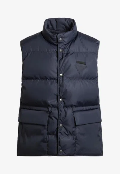 PRADA TRIANGLE LOGO HIGH-NECK VEST