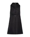 Prada Triangle Logo Hooded Minidress In Black