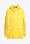 Prada Triangle Logo Hooded Rain Jacket In Yellow