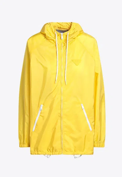 PRADA TRIANGLE LOGO HOODED RAIN JACKET