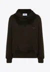 Prada Oversized Cotton Hoodie Sweatshirt In Brown