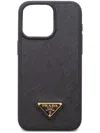 Prada Triangle-logo Iphone 15 Pro Max Case In Black