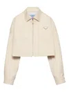 Prada Triangle-logo Jacket In Neutral