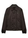 Prada Triangle-logo Jacket In Brown
