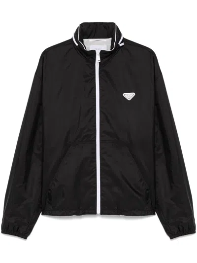 Prada Men's Zip-up Jacket In Nero+bianco
