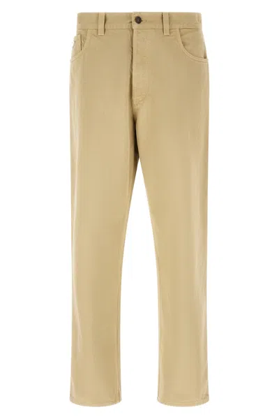Prada Triangle Logo Jeans In Neutral
