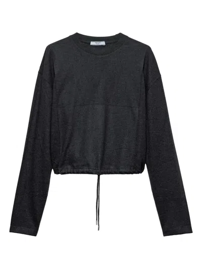 Prada Long-sleeved Wool And Cashmere T-shirt In Black
