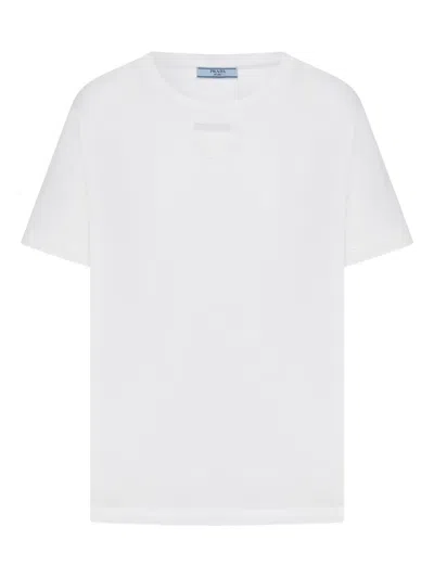 Prada Triangle Logo Jersey T-shirt In White