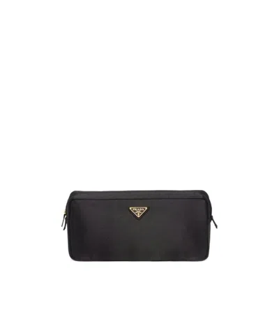 Prada Triangle-logo Jewellery Case In Black