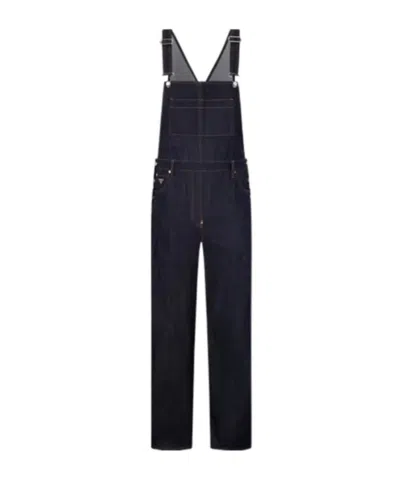 Prada Triangle Logo Jumpsuit In Blue