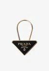 Prada Triangle Logo Keychain In Black