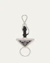 Prada Dividable Leather And Metal Keychain In F0h76 Acciaio Nero