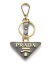 Prada Triangle-logo Keychain In Gold