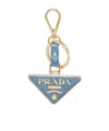 Prada Triangle-logo Keyring In Astral Blue