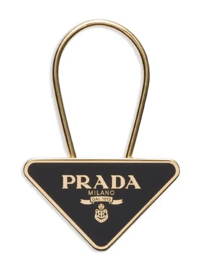 Prada Triangular Metal Charm In Black