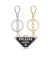 Prada Triangle-logo Keyring In White