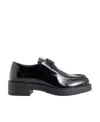 Prada Triangle-logo Lace-up Leather Shoes In Black
