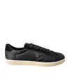Prada Re-nylon And Suede Leather Sneakers In Black