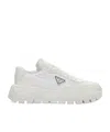 Prada Triangle-logo Lace-up Sneakers In White