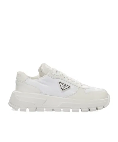 PRADA PRADA TRIANGLE-LOGO ROUND-TOE LACE-UP SNEAKERS