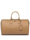 Prada Triangle-logo Leather Bag In Brown