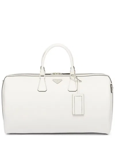Prada Triangle-logo Leather Bag In White