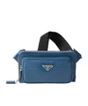 Prada Triangle-logo Leather Belt Bag In Air Force Blue