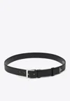 Prada Enamel-triangle-logo Leather Belt In Black