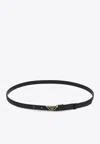 Prada Triangle Logo Leather Belt In Black
